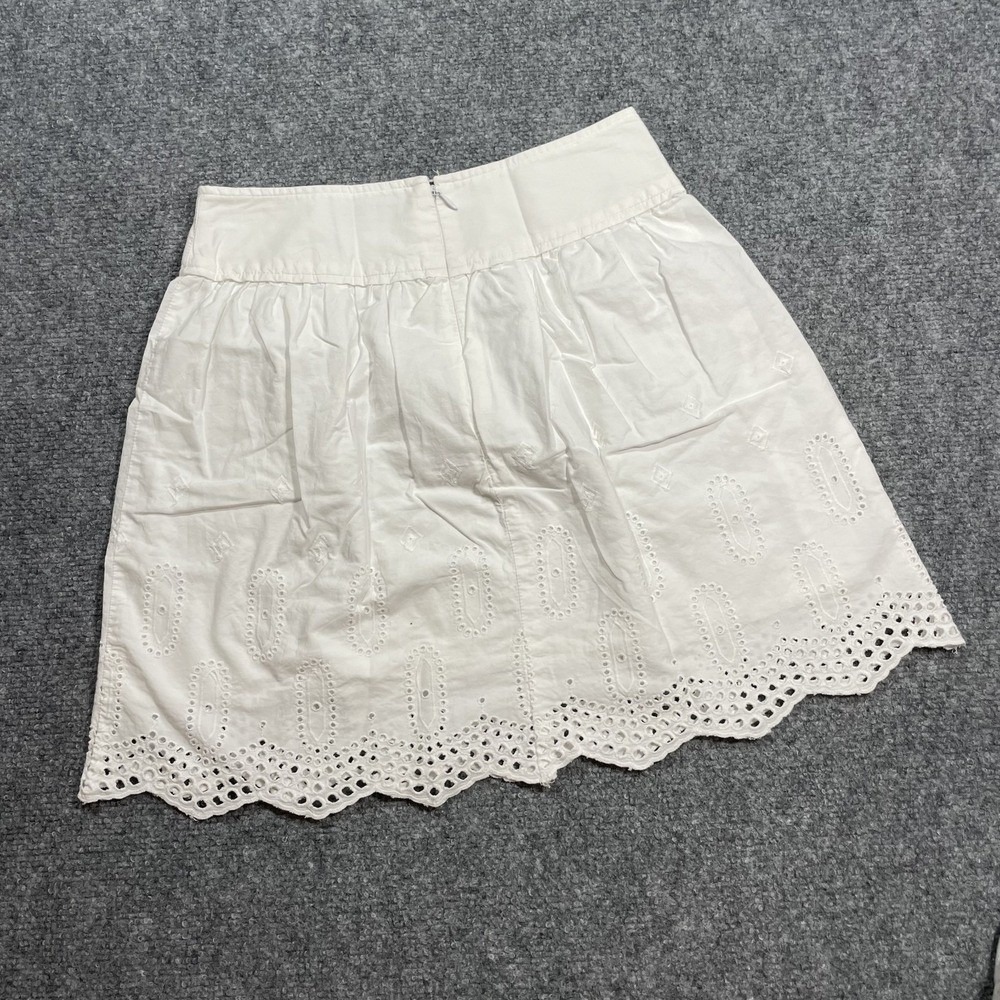 Loft Eyelet Skirt Women's Size 00P White Mini Skirt Scalloped Lace